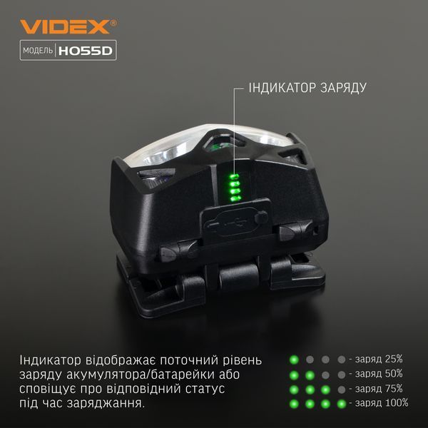 Налобний светодиодный фонарик VIDEX VLF-H055D 500Lm 5000K KL-2080 фото